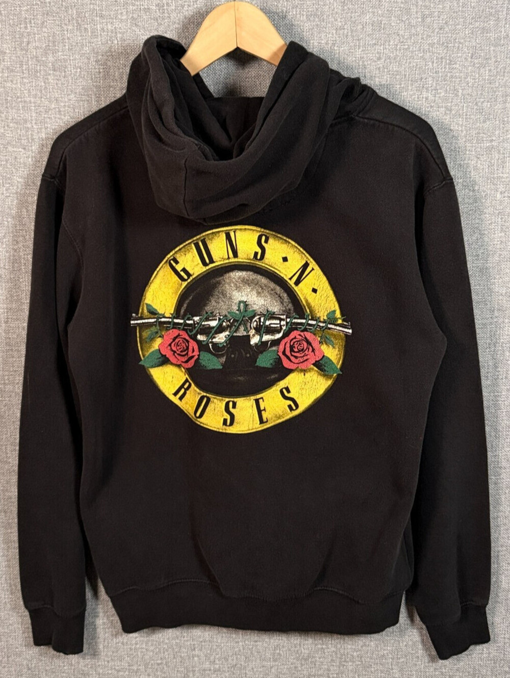 VTG Y2K Guns N Roses Black Full Zip Band Hoodie Size Medium Hard Rock Music